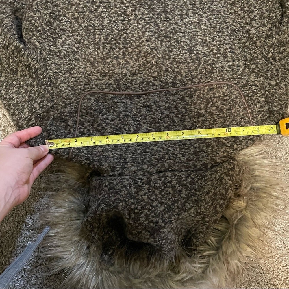 Brown tweed coat with removable faux fur hood - Picture 8 of 10